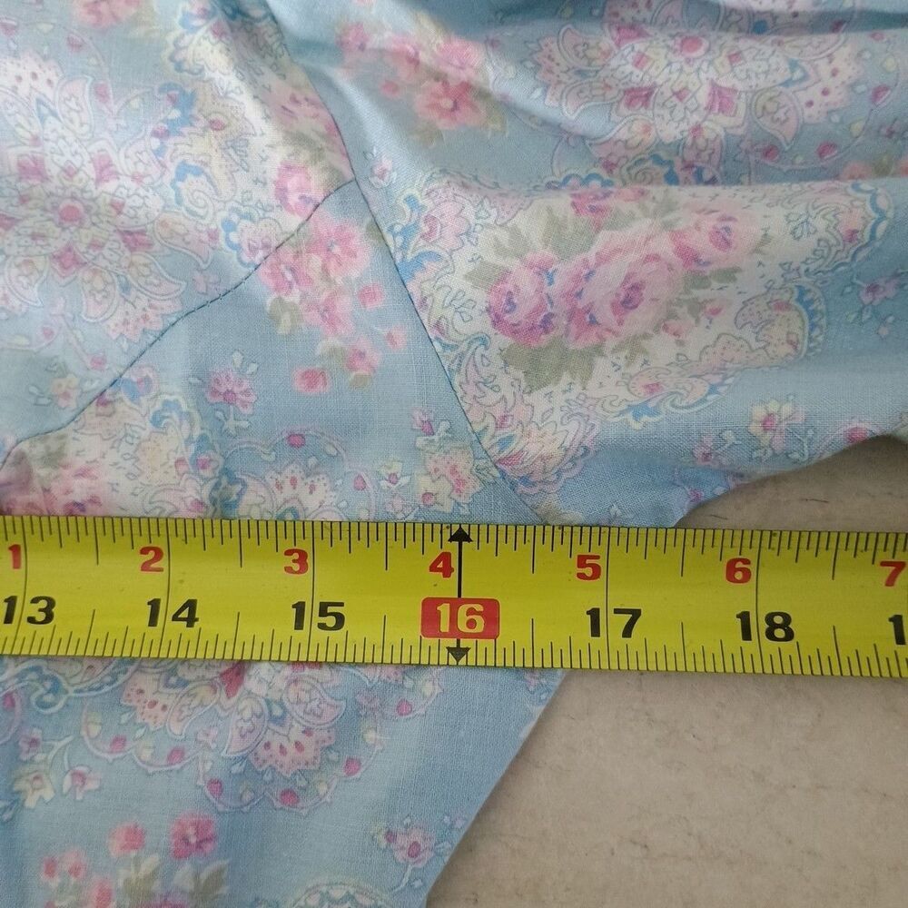 Vtg Lanz Originals 80s Dress Sz 8 Blue Pink Floral Cottagecore Belt Pockets READ - Picture 5 of 11